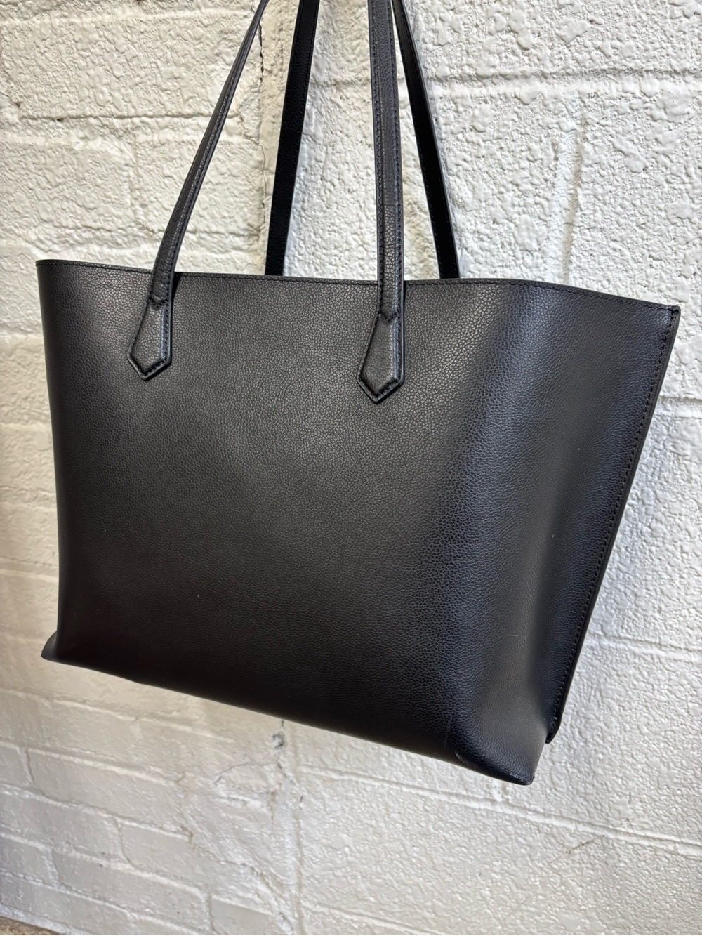 Quince Black Italian Leather Triple Compartment Shopper Tote - Picture 2 of 10